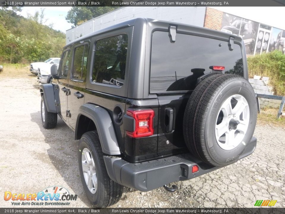 2018 Jeep Wrangler Unlimited Sport 4x4 Black / Black Photo #3