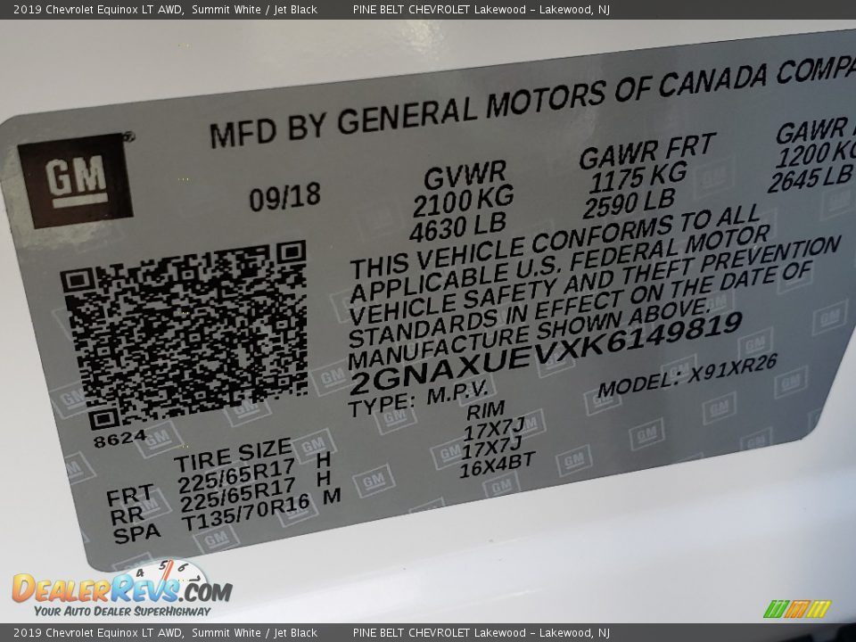2019 Chevrolet Equinox LT AWD Summit White / Jet Black Photo #9