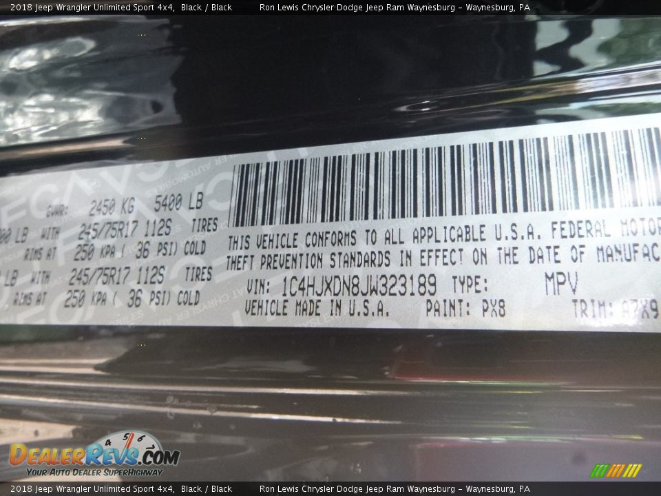 2018 Jeep Wrangler Unlimited Sport 4x4 Black / Black Photo #14