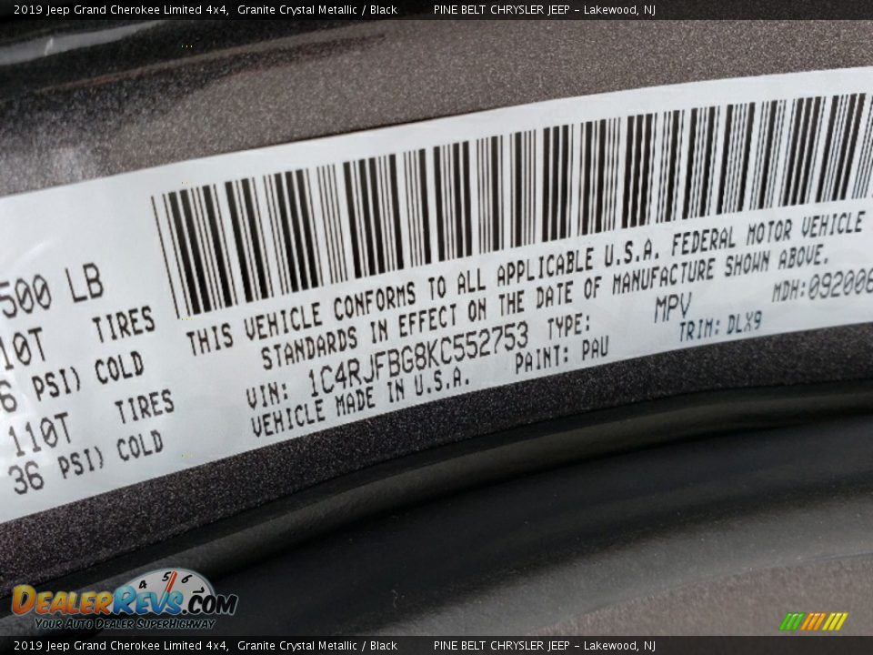 2019 Jeep Grand Cherokee Limited 4x4 Granite Crystal Metallic / Black Photo #9