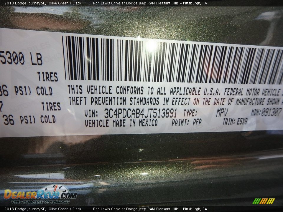 2018 Dodge Journey SE Olive Green / Black Photo #15