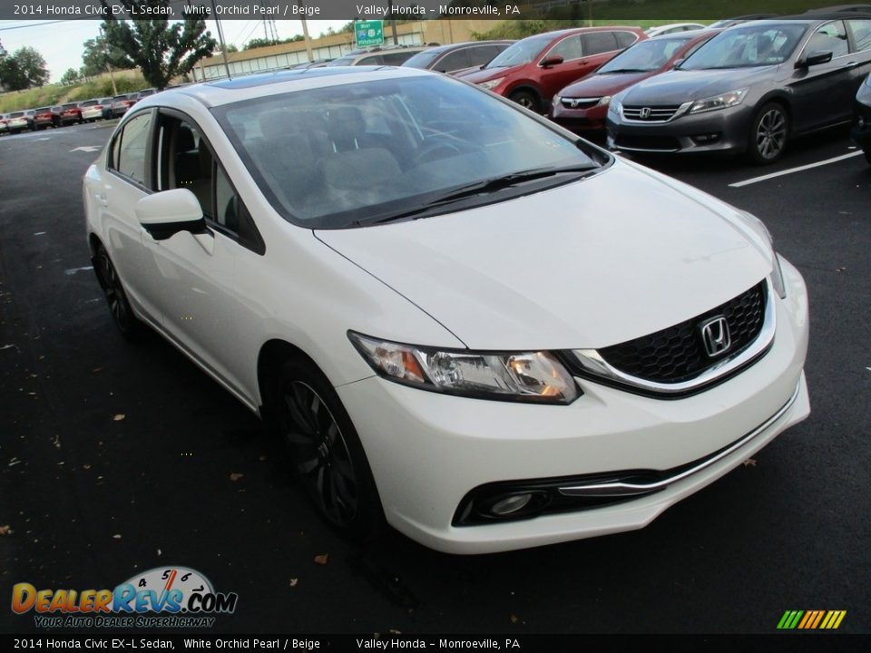 2014 Honda Civic EX-L Sedan White Orchid Pearl / Beige Photo #7