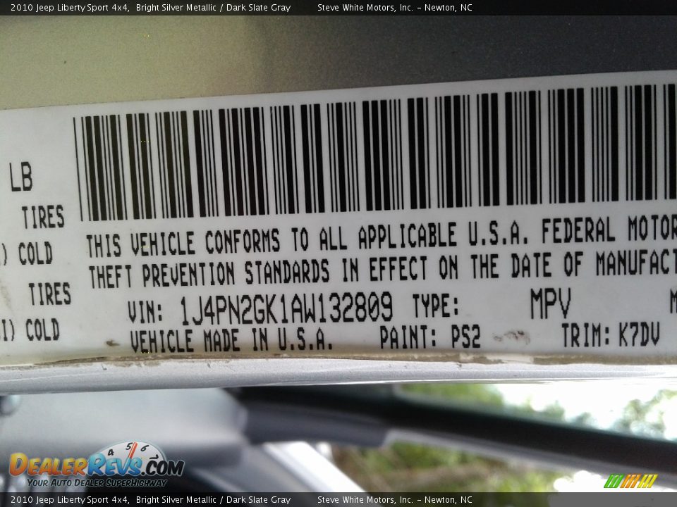 2010 Jeep Liberty Sport 4x4 Bright Silver Metallic / Dark Slate Gray Photo #23