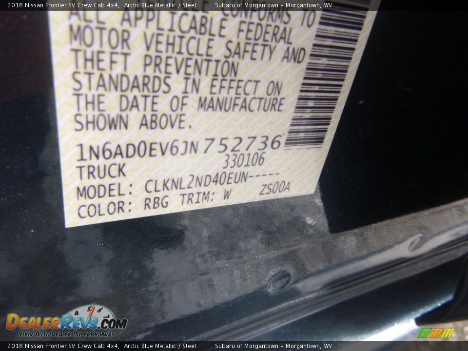 2018 Nissan Frontier SV Crew Cab 4x4 Arctic Blue Metallic / Steel Photo #16