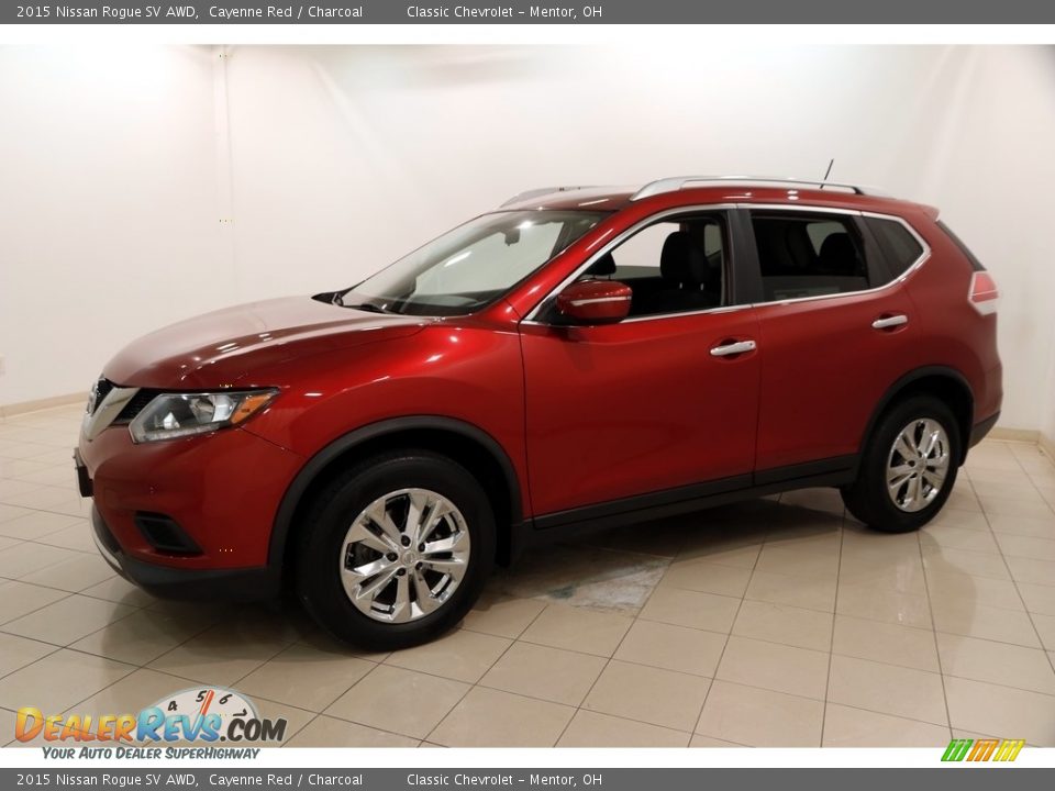 2015 Nissan Rogue SV AWD Cayenne Red / Charcoal Photo #3