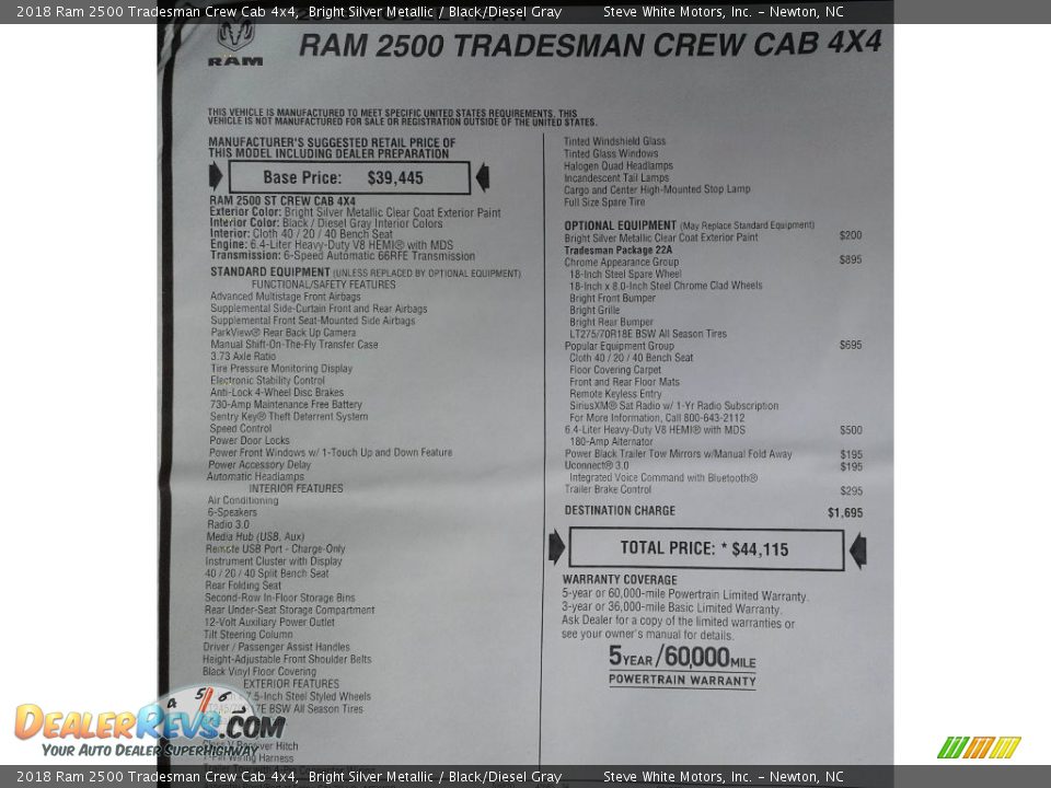 2018 Ram 2500 Tradesman Crew Cab 4x4 Bright Silver Metallic / Black/Diesel Gray Photo #29