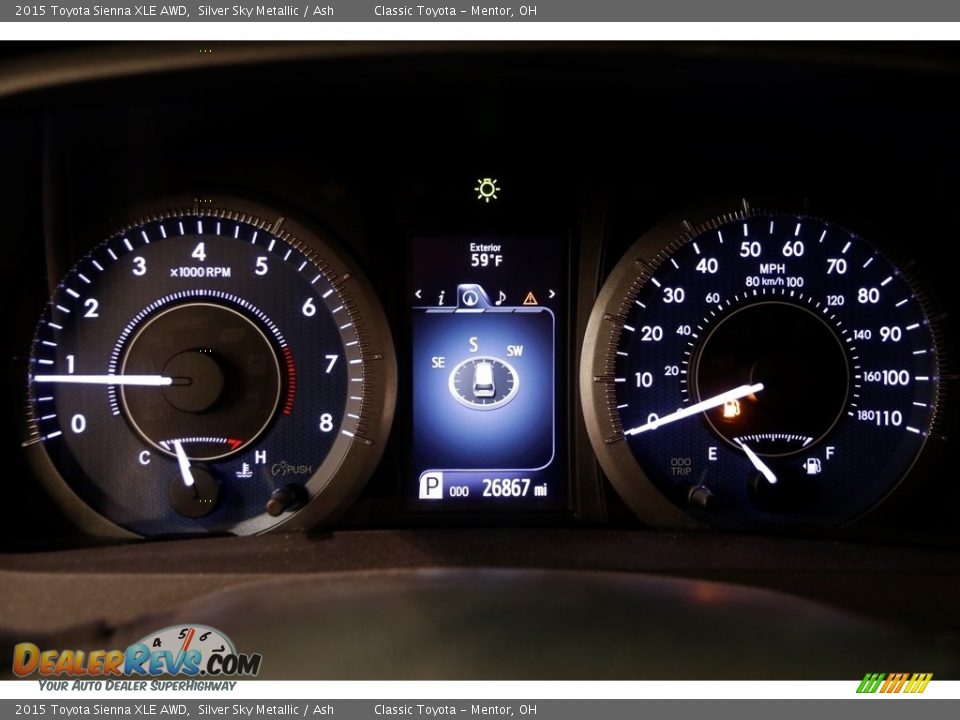 2015 Toyota Sienna XLE AWD Silver Sky Metallic / Ash Photo #8