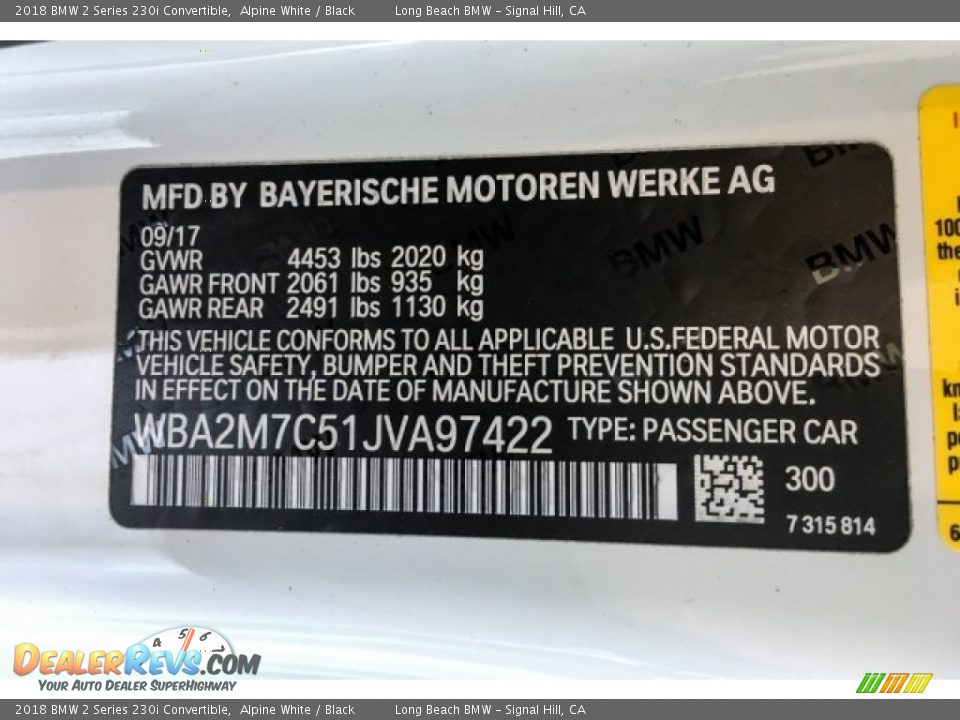 2018 BMW 2 Series 230i Convertible Alpine White / Black Photo #11
