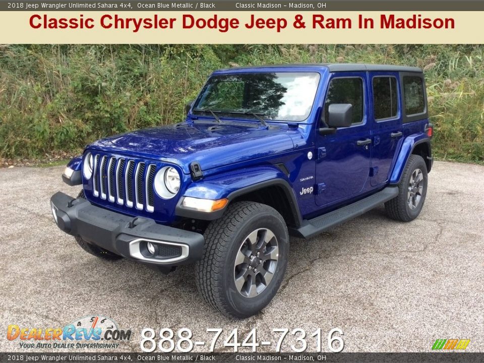 2018 Jeep Wrangler Unlimited Sahara 4x4 Ocean Blue Metallic / Black Photo #1