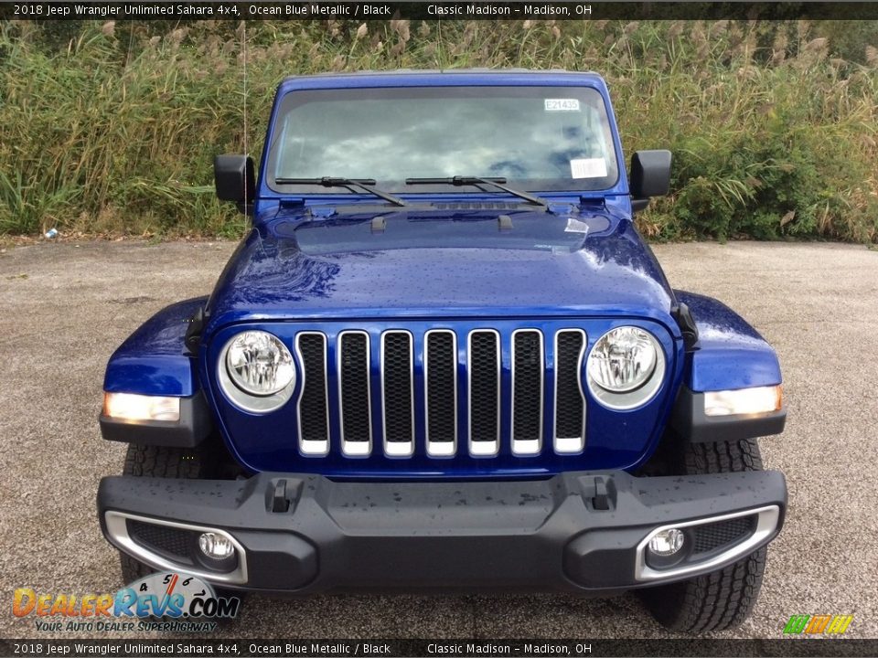 2018 Jeep Wrangler Unlimited Sahara 4x4 Ocean Blue Metallic / Black Photo #2