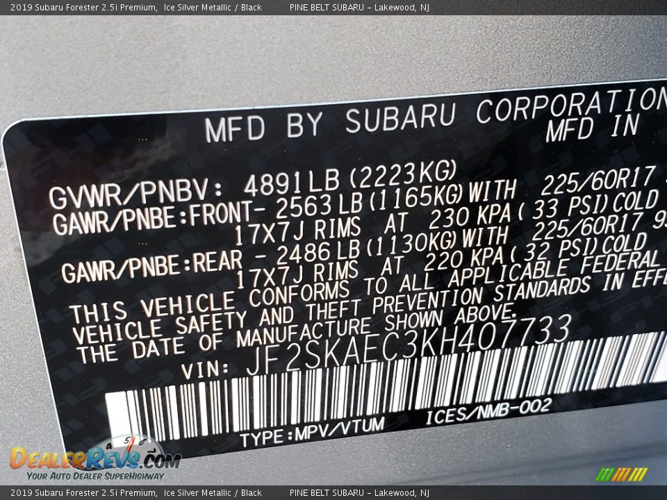 2019 Subaru Forester 2.5i Premium Ice Silver Metallic / Black Photo #9