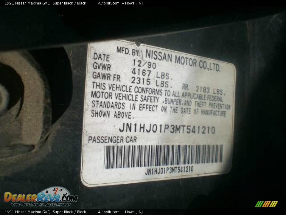 1991 Nissan Maxima GXE Super Black / Black Photo #18