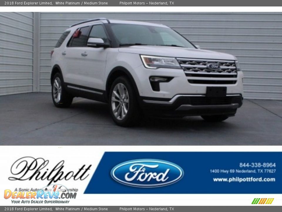 2018 Ford Explorer Limited White Platinum / Medium Stone Photo #1
