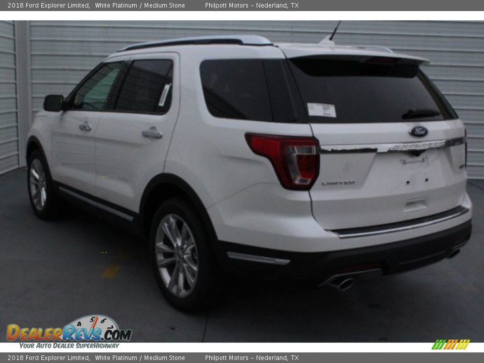 2018 Ford Explorer Limited White Platinum / Medium Stone Photo #7
