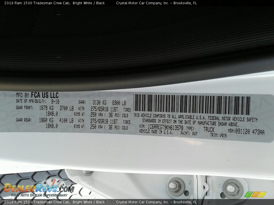 2019 Ram 1500 Tradesman Crew Cab Bright White / Black Photo #21