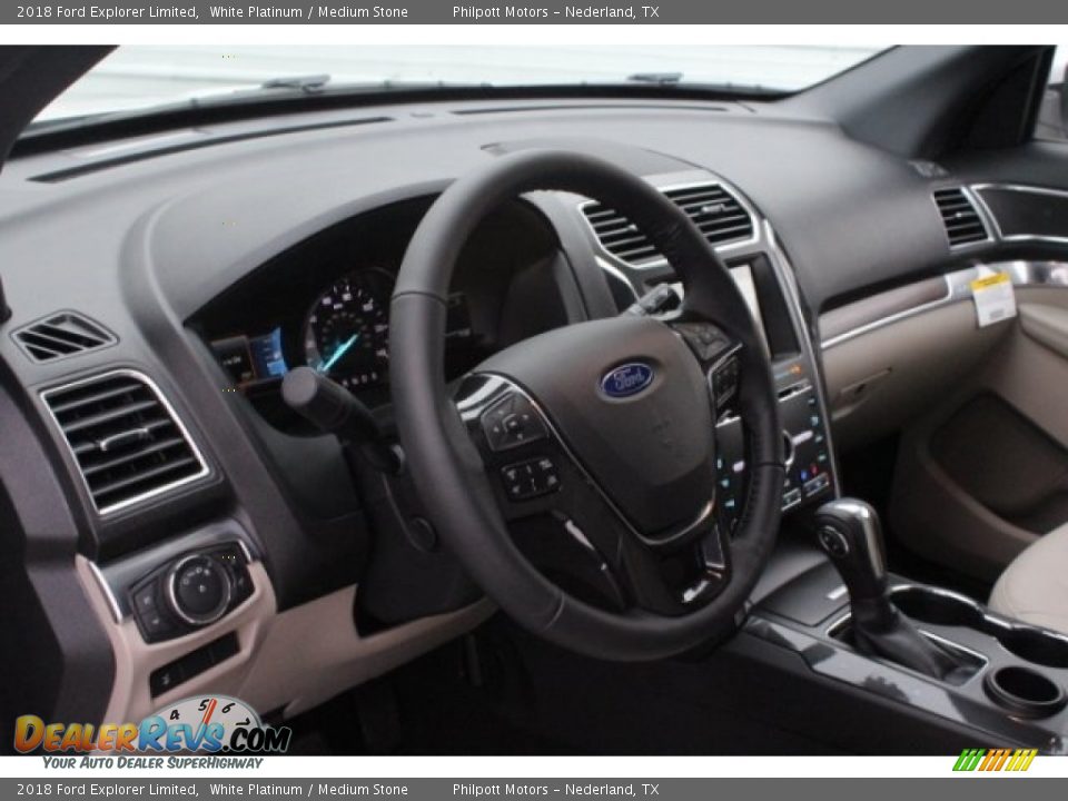 2018 Ford Explorer Limited White Platinum / Medium Stone Photo #13