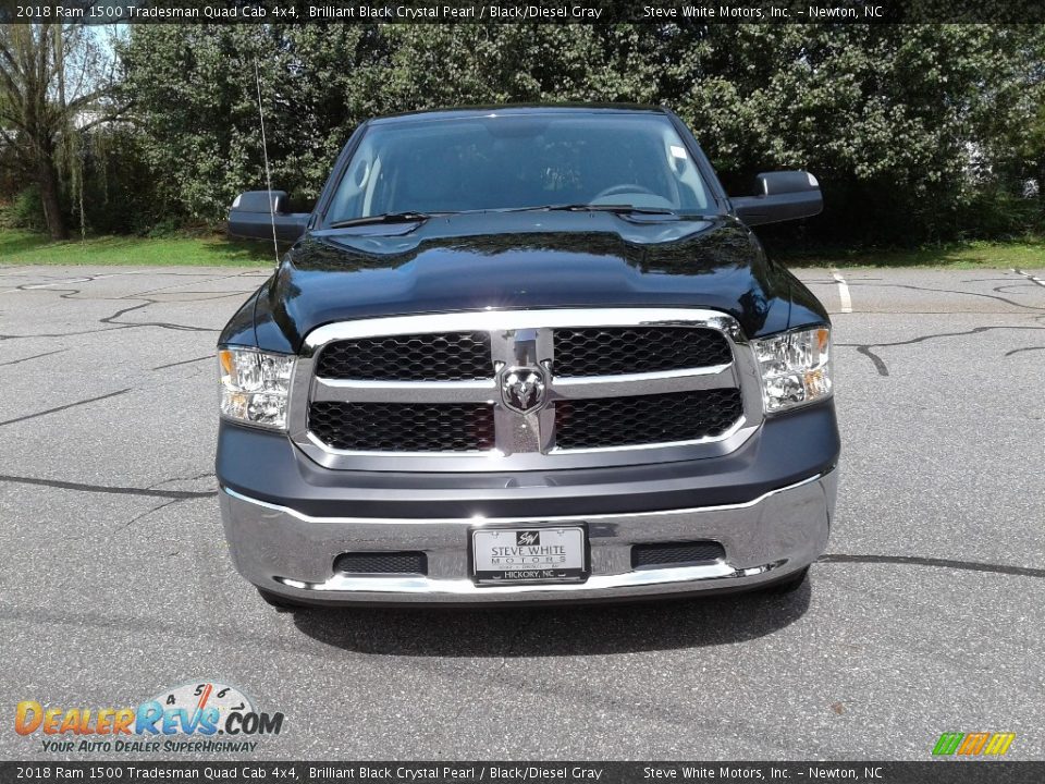 2018 Ram 1500 Tradesman Quad Cab 4x4 Brilliant Black Crystal Pearl / Black/Diesel Gray Photo #3