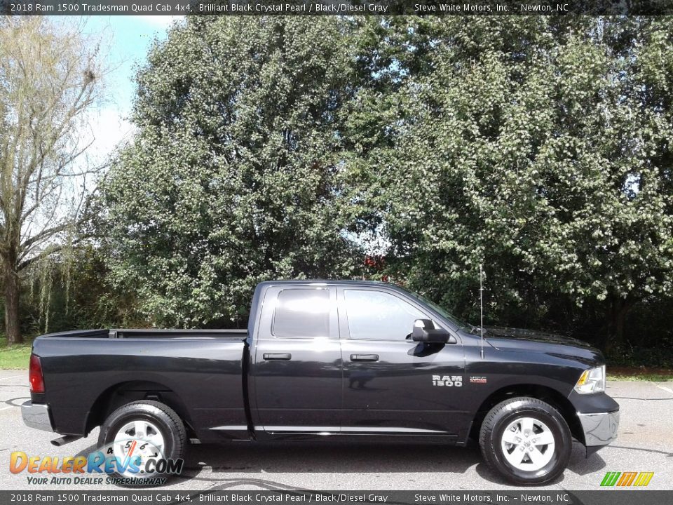 2018 Ram 1500 Tradesman Quad Cab 4x4 Brilliant Black Crystal Pearl / Black/Diesel Gray Photo #5