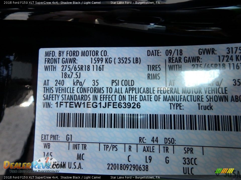 2018 Ford F150 XLT SuperCrew 4x4 Shadow Black / Light Camel Photo #14