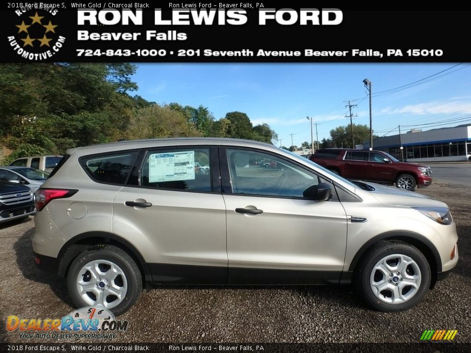 2018 Ford Escape S White Gold / Charcoal Black Photo #1