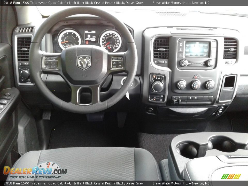 2018 Ram 1500 Tradesman Quad Cab 4x4 Brilliant Black Crystal Pearl / Black/Diesel Gray Photo #24