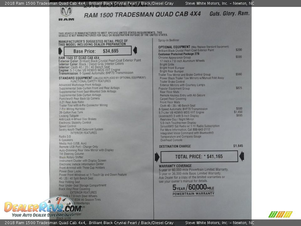 2018 Ram 1500 Tradesman Quad Cab 4x4 Brilliant Black Crystal Pearl / Black/Diesel Gray Photo #28