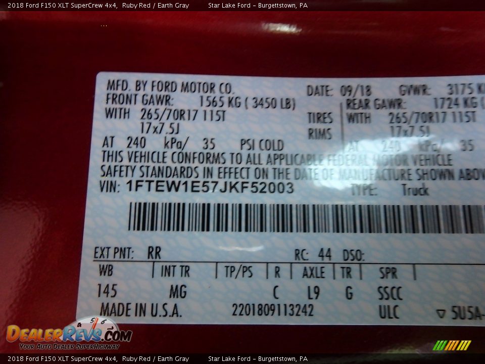 2018 Ford F150 XLT SuperCrew 4x4 Ruby Red / Earth Gray Photo #15