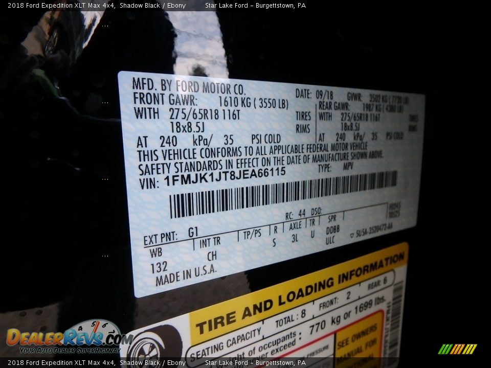 2018 Ford Expedition XLT Max 4x4 Shadow Black / Ebony Photo #15