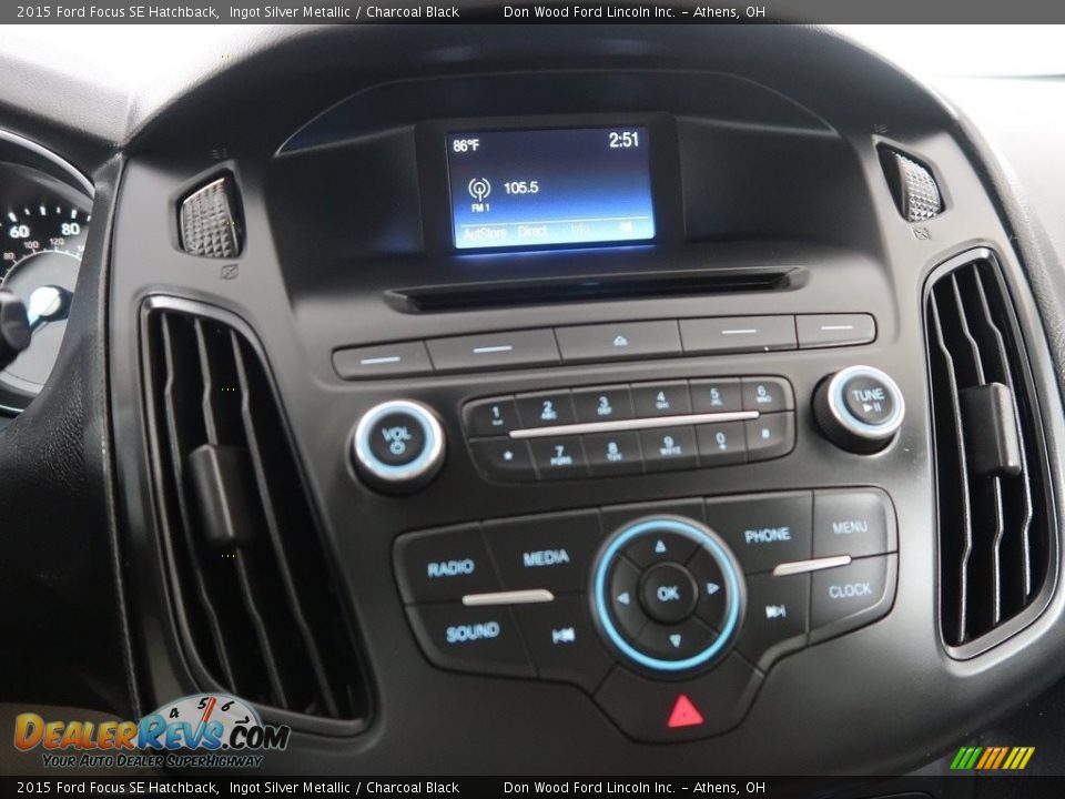 2015 Ford Focus SE Hatchback Ingot Silver Metallic / Charcoal Black Photo #21