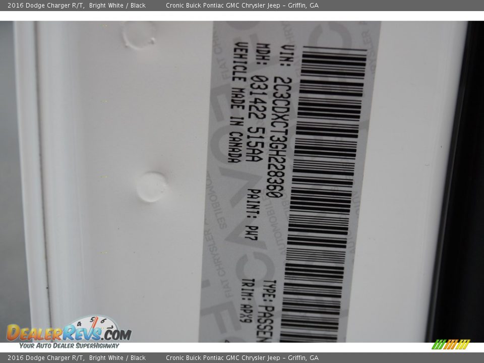 2016 Dodge Charger R/T Bright White / Black Photo #19