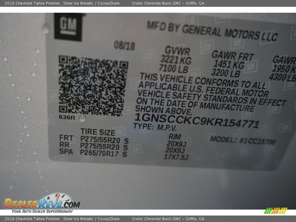 2019 Chevrolet Tahoe Premier Silver Ice Metallic / Cocoa/Dune Photo #16