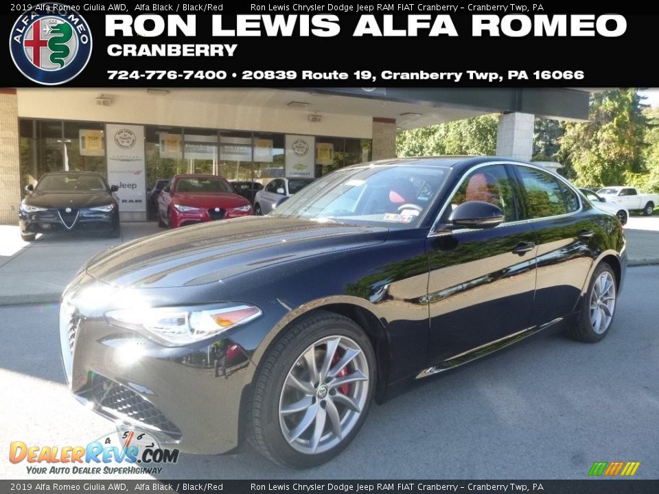2019 Alfa Romeo Giulia AWD Alfa Black / Black/Red Photo #1
