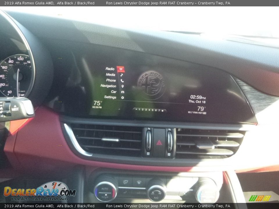 2019 Alfa Romeo Giulia AWD Alfa Black / Black/Red Photo #22