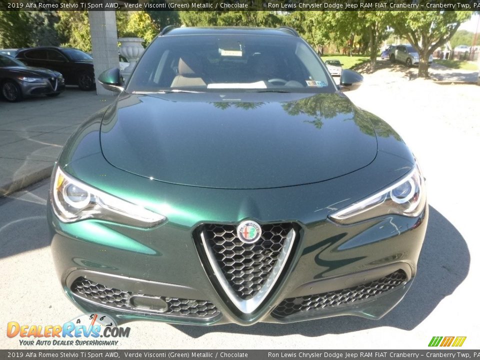 2019 Alfa Romeo Stelvio Ti Sport AWD Verde Visconti (Green) Metallic / Chocolate Photo #13