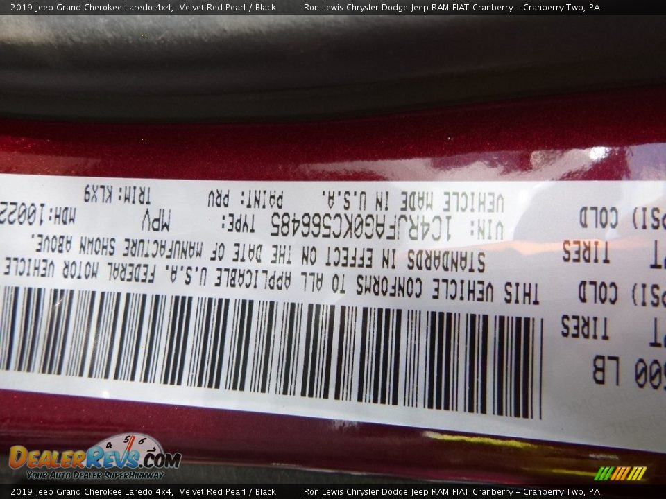 2019 Jeep Grand Cherokee Laredo 4x4 Velvet Red Pearl / Black Photo #16