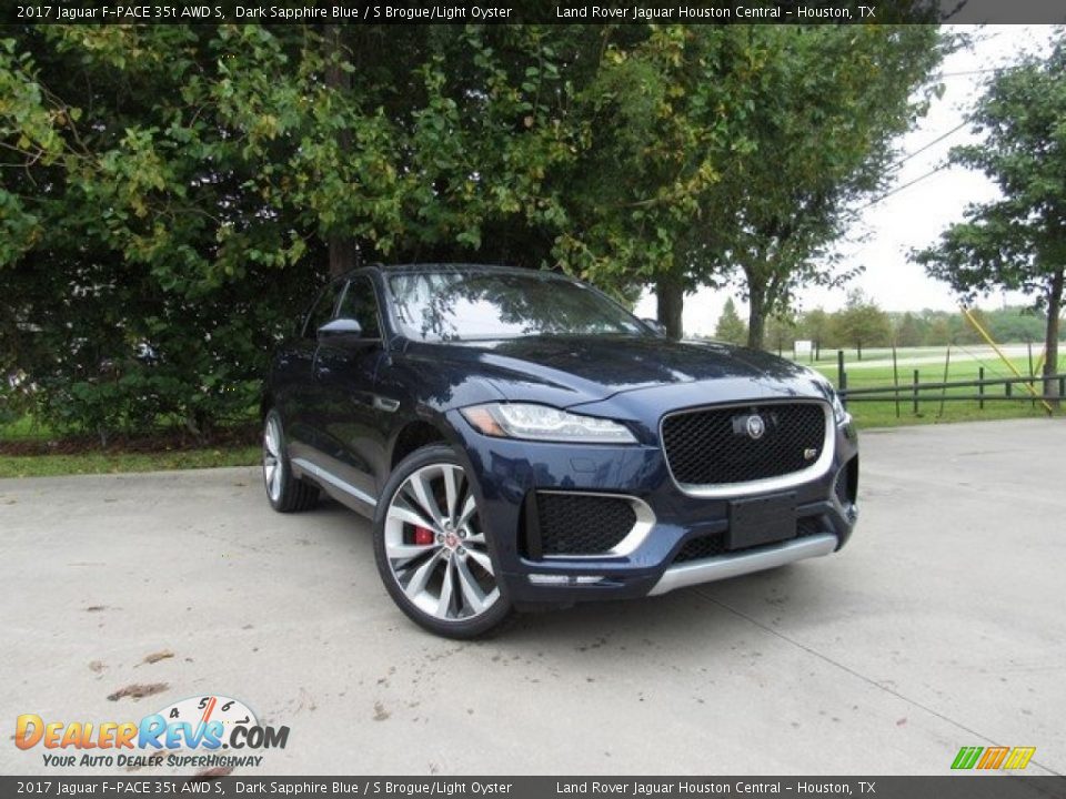 2017 Jaguar F-PACE 35t AWD S Dark Sapphire Blue / S Brogue/Light Oyster Photo #1