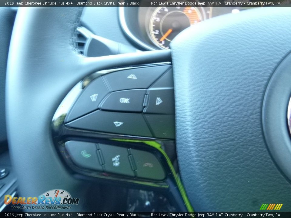 2019 Jeep Cherokee Latitude Plus 4x4 Diamond Black Crystal Pearl / Black Photo #19