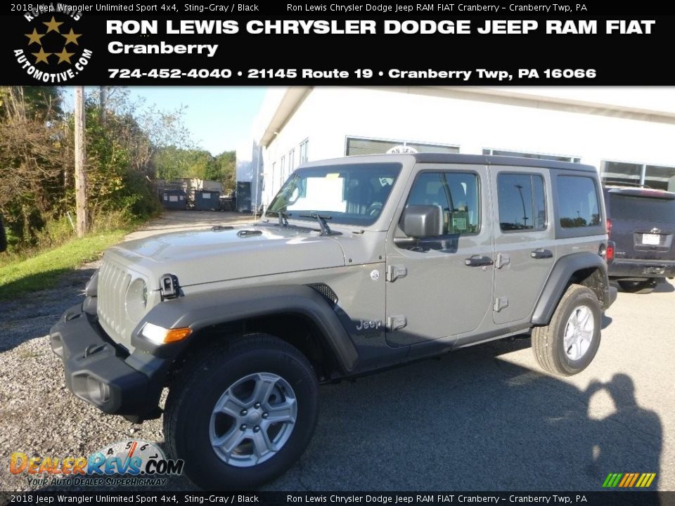 2018 Jeep Wrangler Unlimited Sport 4x4 Sting-Gray / Black Photo #1