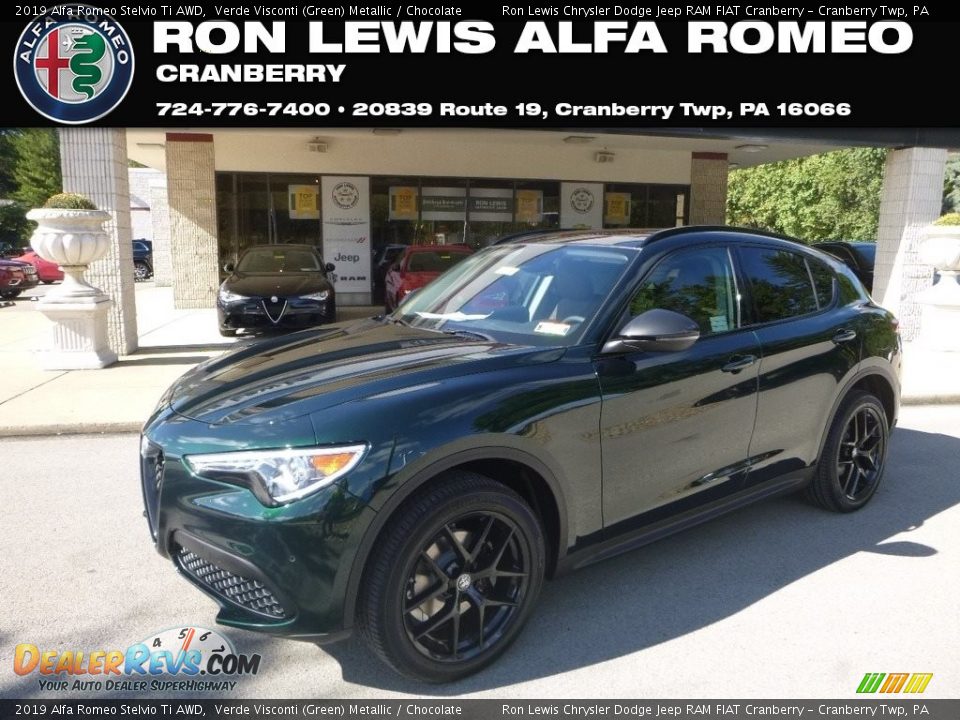 2019 Alfa Romeo Stelvio Ti AWD Verde Visconti (Green) Metallic / Chocolate Photo #1