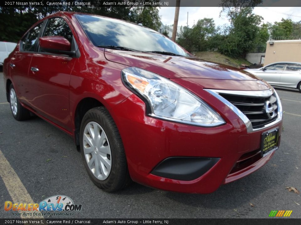 2017 Nissan Versa S Cayenne Red / Charcoal Photo #3