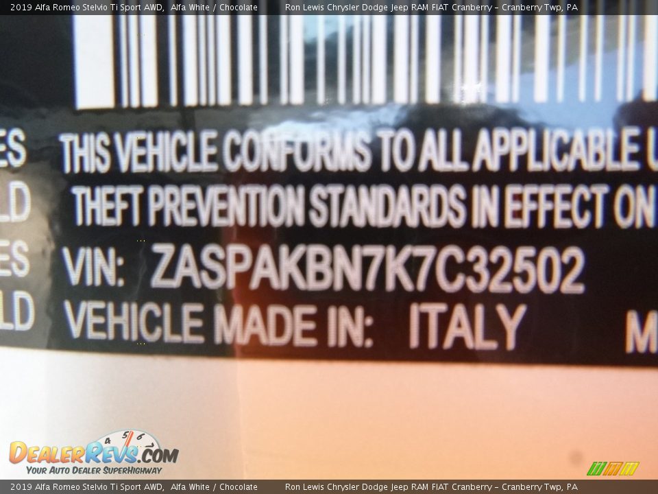2019 Alfa Romeo Stelvio Ti Sport AWD Alfa White / Chocolate Photo #21