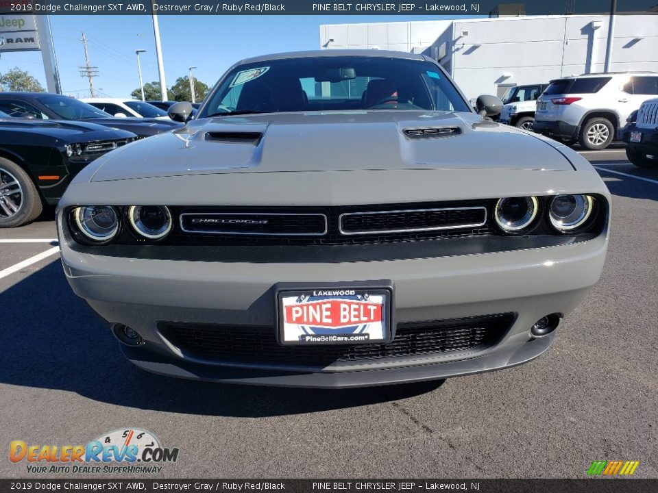 2019 Dodge Challenger SXT AWD Destroyer Gray / Ruby Red/Black Photo #2