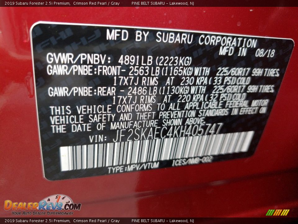 2019 Subaru Forester 2.5i Premium Crimson Red Pearl / Gray Photo #9