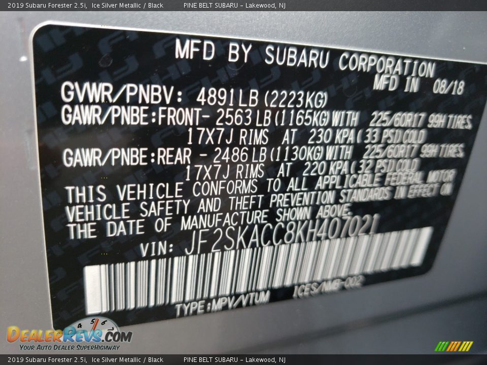 2019 Subaru Forester 2.5i Ice Silver Metallic / Black Photo #9