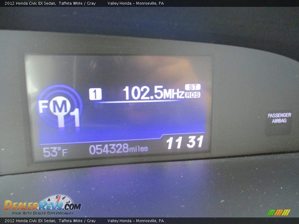 2012 Honda Civic EX Sedan Taffeta White / Gray Photo #20