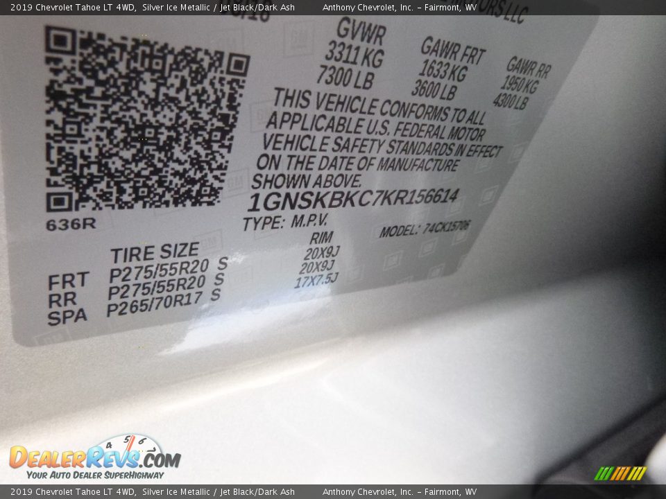 2019 Chevrolet Tahoe LT 4WD Silver Ice Metallic / Jet Black/Dark Ash Photo #14