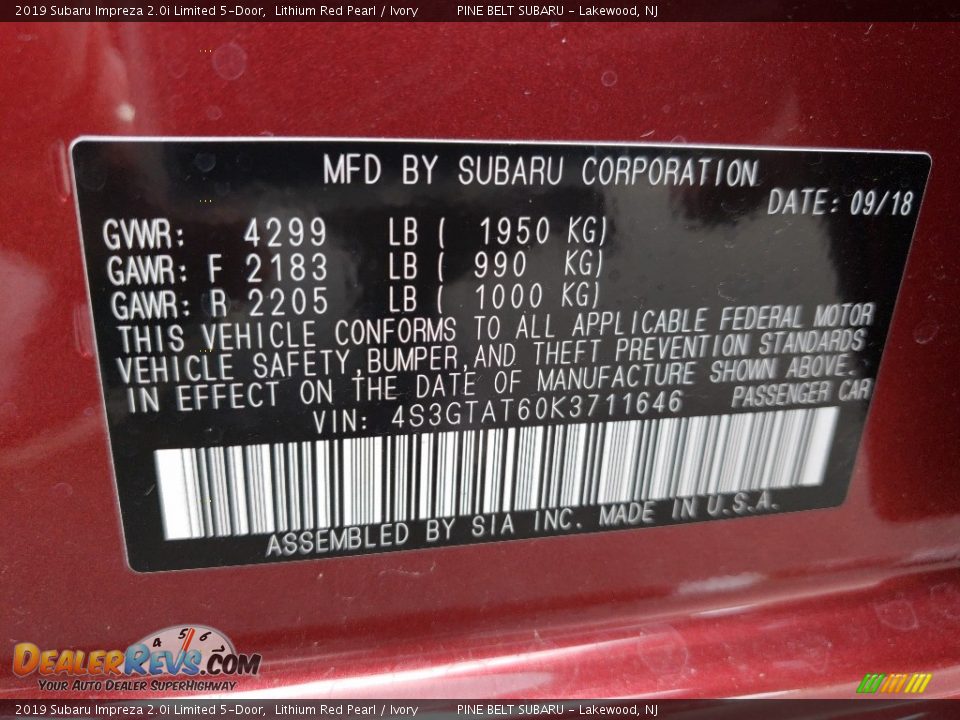 2019 Subaru Impreza 2.0i Limited 5-Door Lithium Red Pearl / Ivory Photo #9