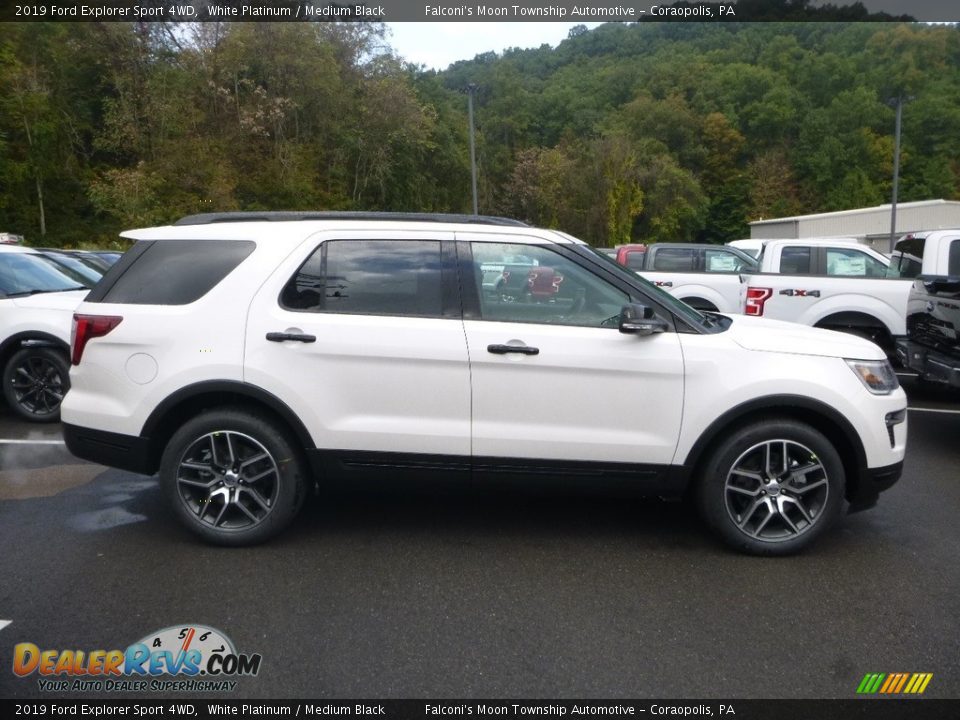 White Platinum 2019 Ford Explorer Sport 4WD Photo #1