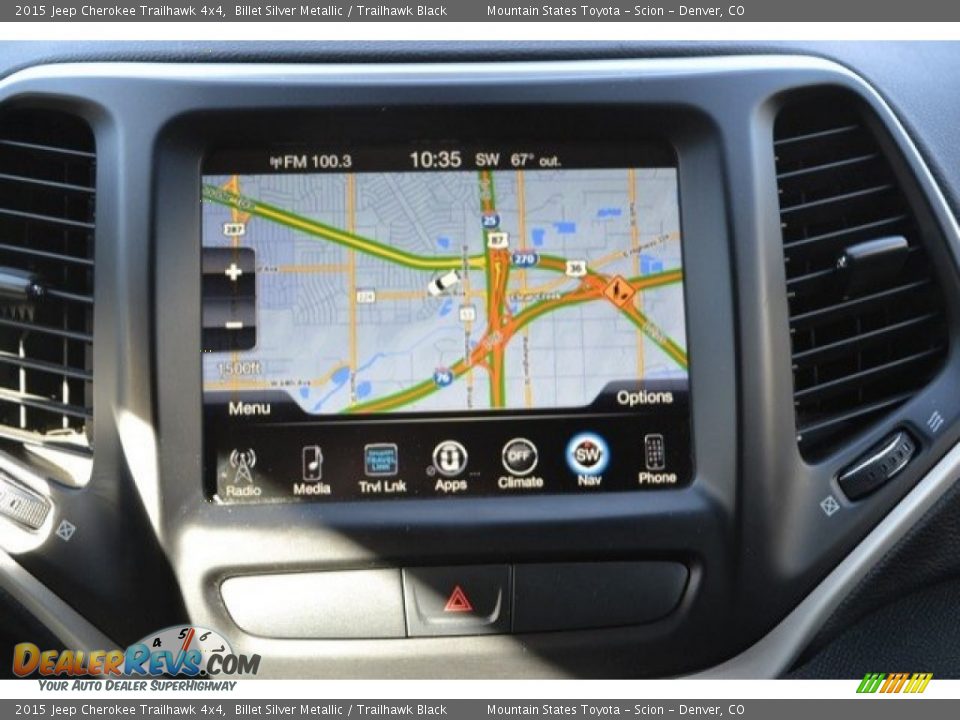 2015 Jeep Cherokee Trailhawk 4x4 Billet Silver Metallic / Trailhawk Black Photo #11