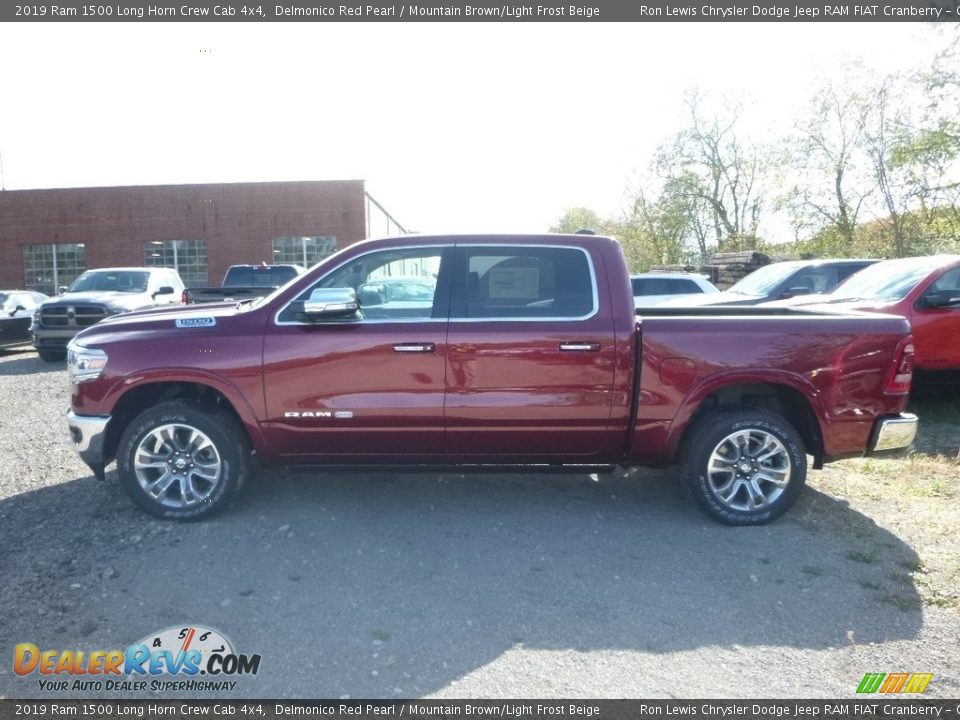 2019 Ram 1500 Long Horn Crew Cab 4x4 Delmonico Red Pearl / Mountain Brown/Light Frost Beige Photo #2